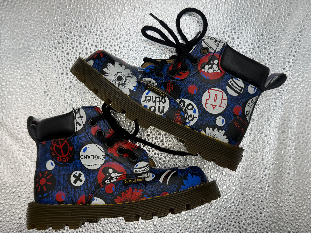 Vintage Toddler Doc Martens Limited Edition Peace & Love Leather Made in England Boot
