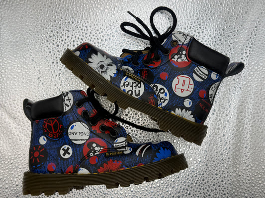 Vintage Toddler Doc Martens Limited Edition Peace & Love Leather Made in England Boot