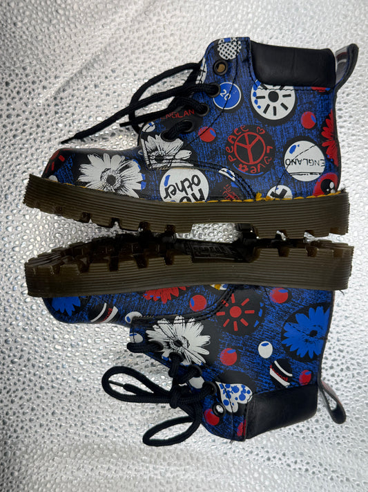 Vintage Toddler Doc Martens Limited Edition Peace & Love Leather Made in England Boot